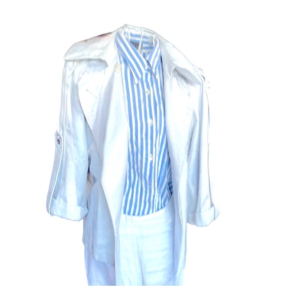 Calvin Klein Cropped Light Blue Trench - Picture 2 of 7